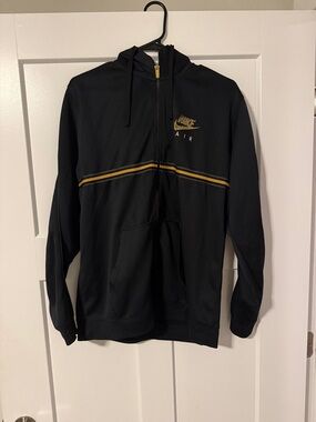 Nike Black Zip-Up Hoodie with Gold Stripe